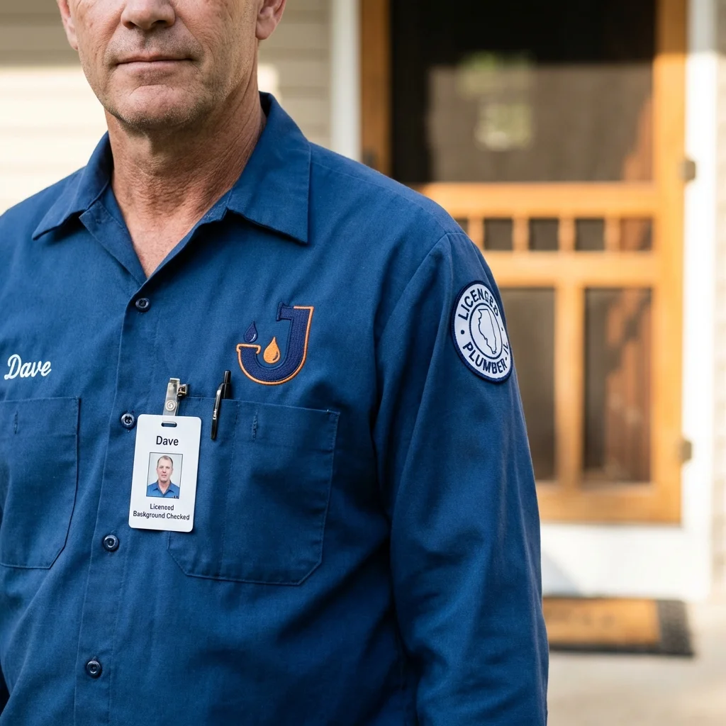 Licensed plumber showing ID badge in Nags Head, NC