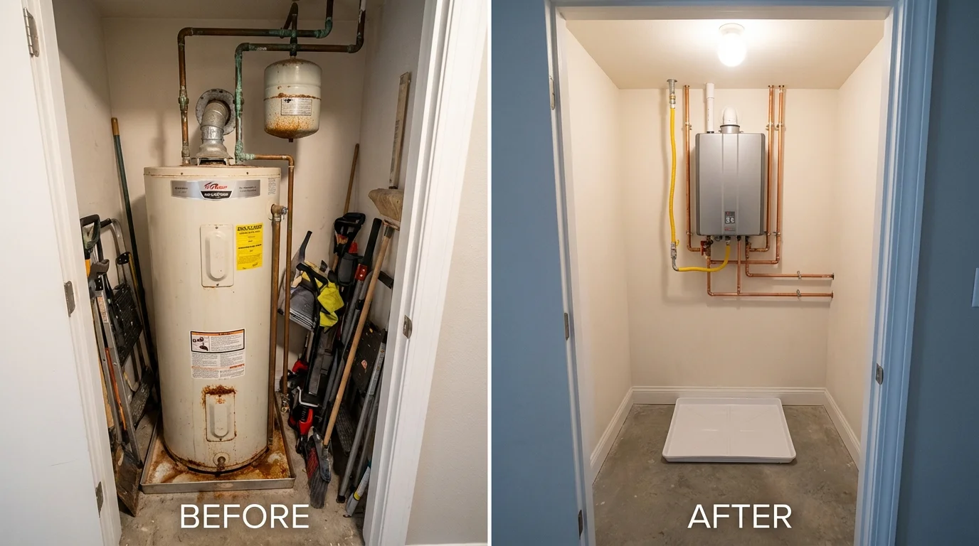 Tank water heater versus wall-mounted tankless unit comparison for Nags Head, NC homeowners